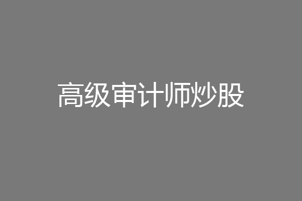 高级审计师炒股