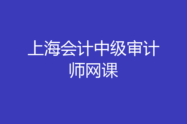 上海会计中级审计师网课