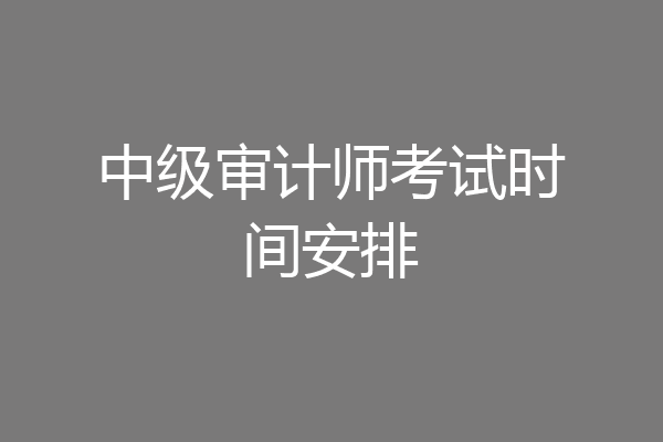 中级审计师考试时间安排