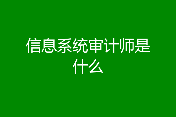 信息系统审计师是什么