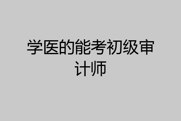 学医的能考初级审计师