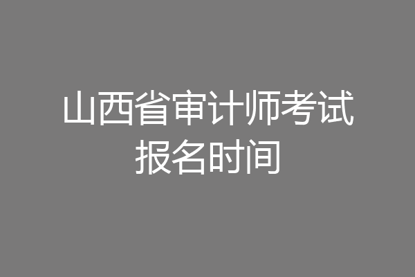 山西省审计师考试报名时间