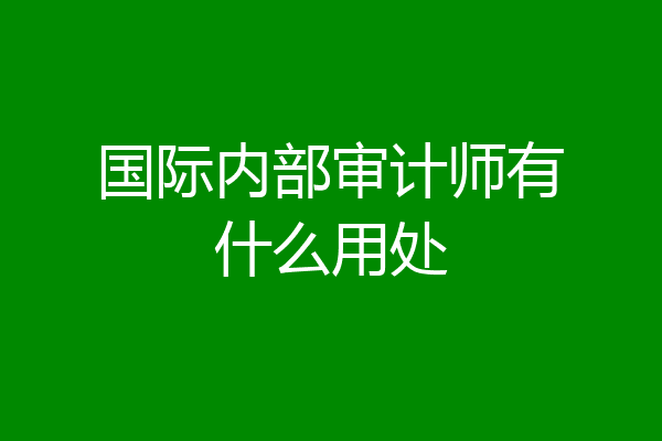 国际内部审计师有什么用处