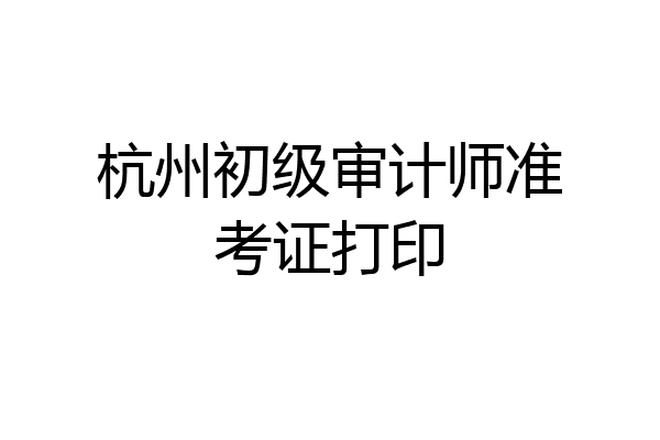 杭州初级审计师准考证打印