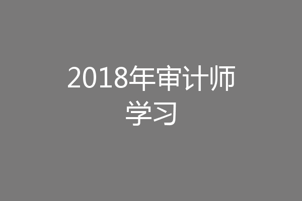 2018年审计师学习