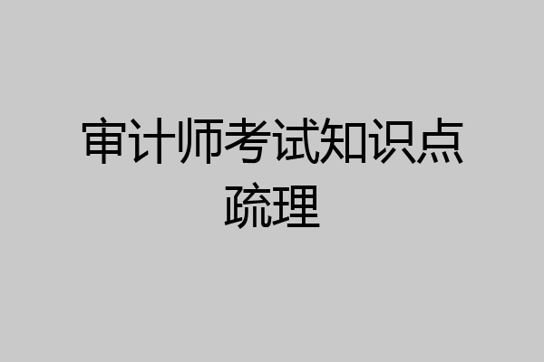 审计师考试知识点疏理