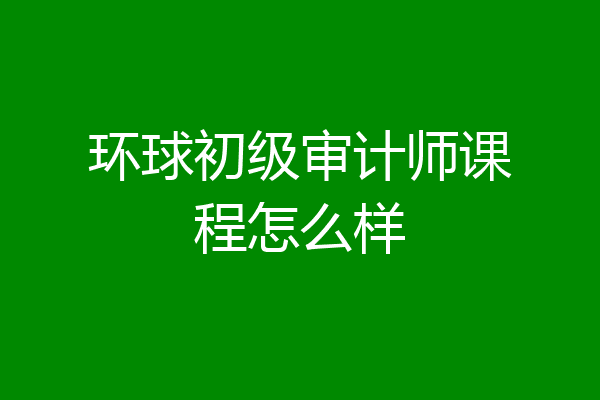 环球初级审计师课程怎么样