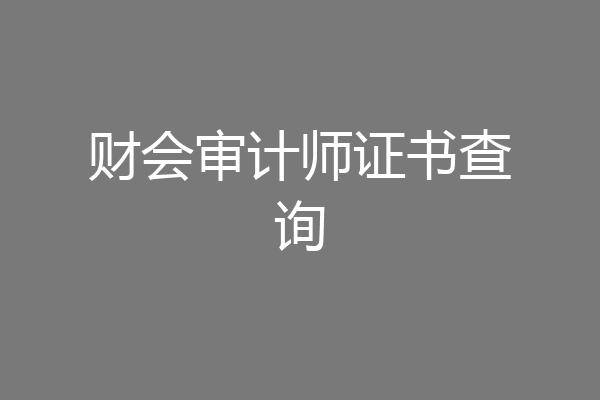 财会审计师证书查询
