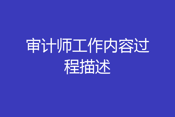 审计师工作内容过程描述