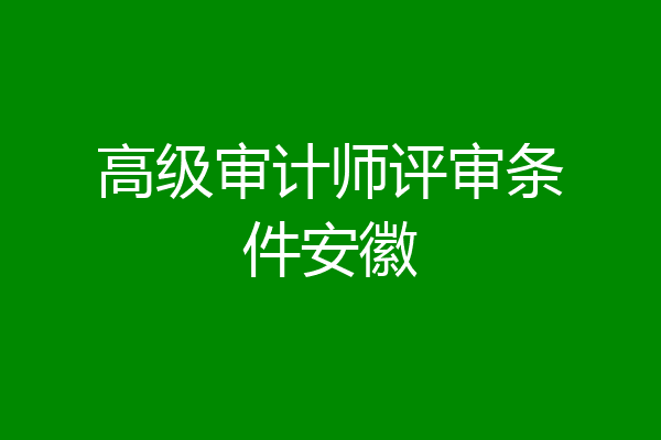 高级审计师评审条件安徽