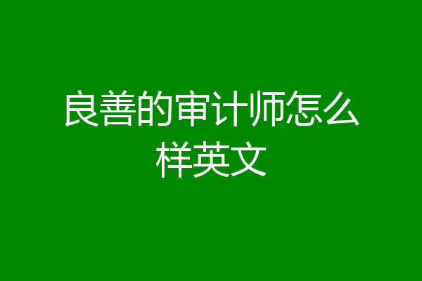 良善的审计师怎么样英文