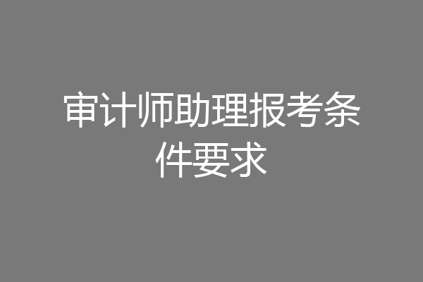 审计师助理报考条件要求
