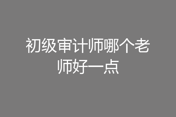 初级审计师哪个老师好一点