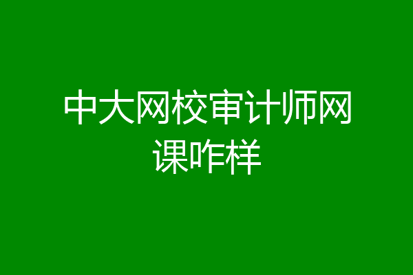 中大网校审计师网课咋样
