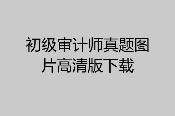 初级审计师真题图片高清版下载