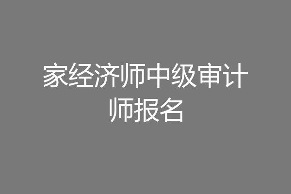家经济师中级审计师报名
