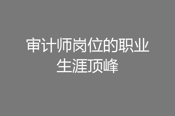 审计师岗位的职业生涯顶峰