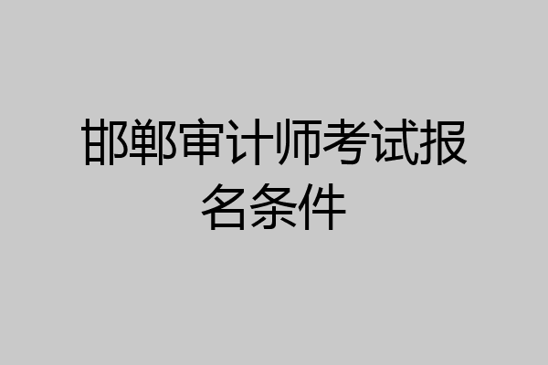 邯郸审计师考试报名条件