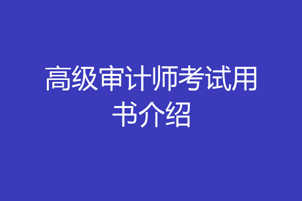 高级审计师考试用书介绍