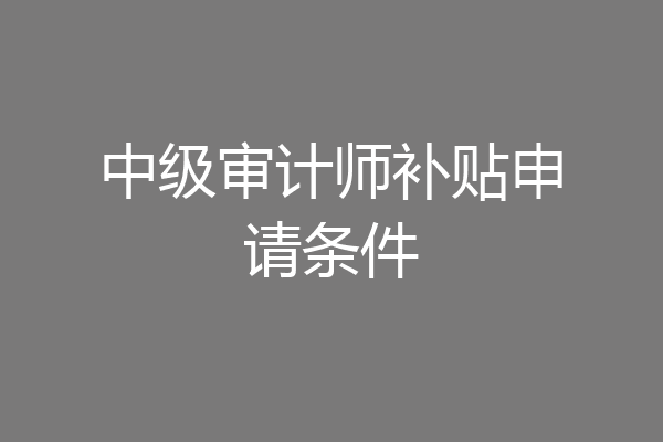 中级审计师补贴申请条件
