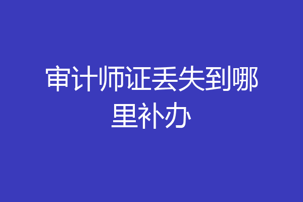 审计师证丢失到哪里补办