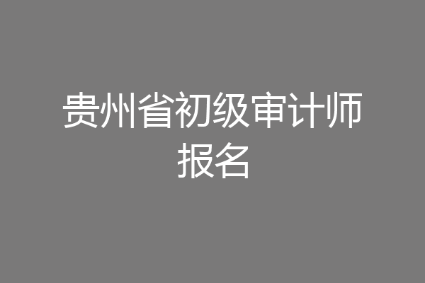 贵州省初级审计师报名