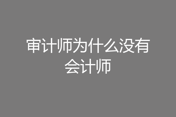 审计师为什么没有会计师