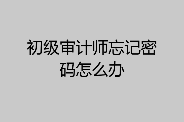 初级审计师忘记密码怎么办