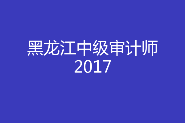 黑龙江中级审计师2017