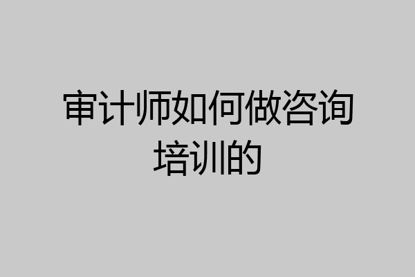 审计师如何做咨询培训的