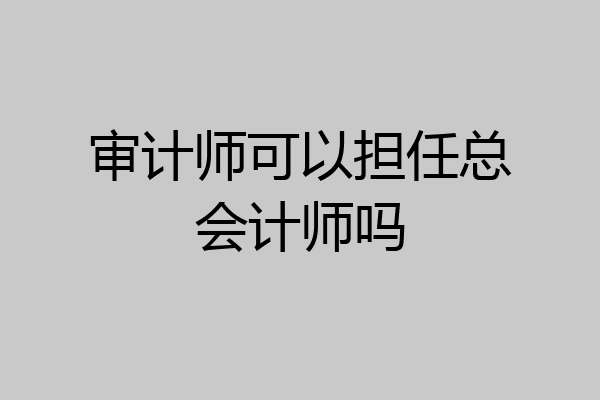 审计师可以担任总会计师吗