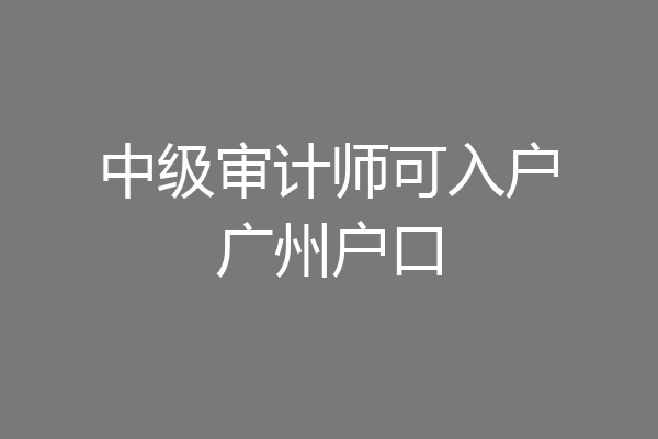 中级审计师可入户广州户口