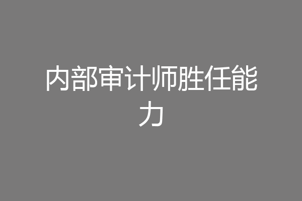 内部审计师胜任能力