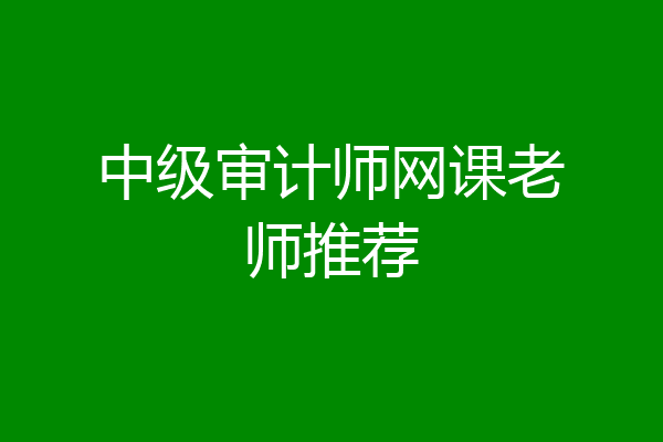 中级审计师网课老师推荐