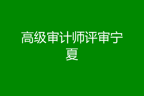 高级审计师评审宁夏