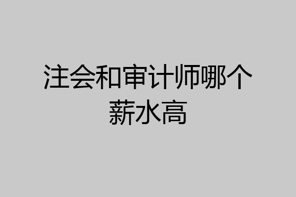 注会和审计师哪个薪水高