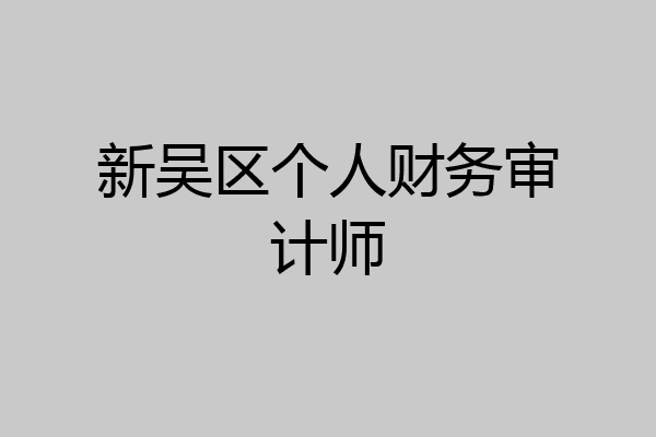 新吴区个人财务审计师