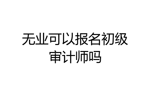 无业可以报名初级审计师吗