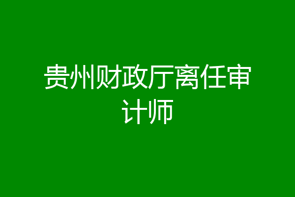 贵州财政厅离任审计师