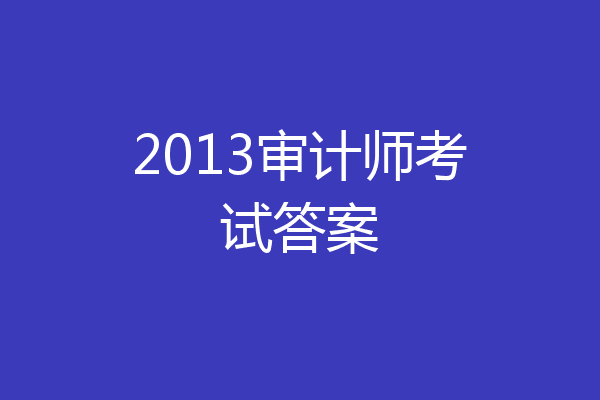 2013审计师考试答案