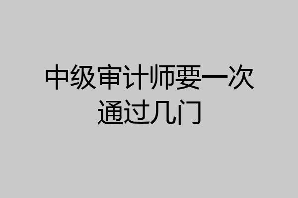 中级审计师要一次通过几门