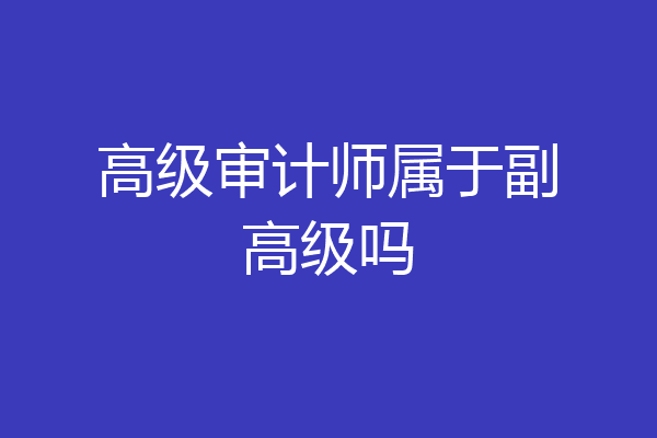 高级审计师属于副高级吗