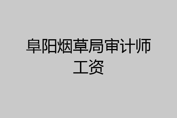 阜阳烟草局审计师工资
