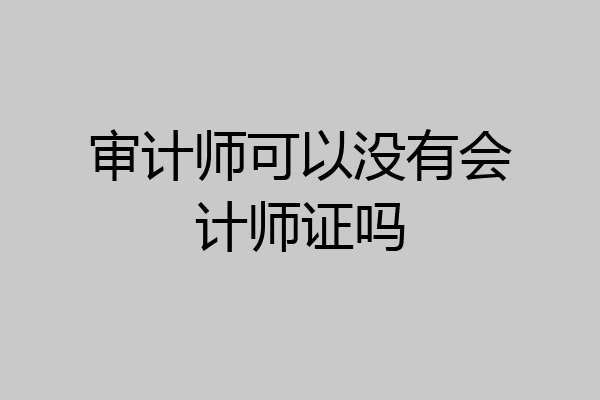 审计师可以没有会计师证吗