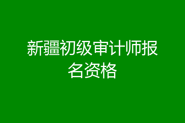 新疆初级审计师报名资格