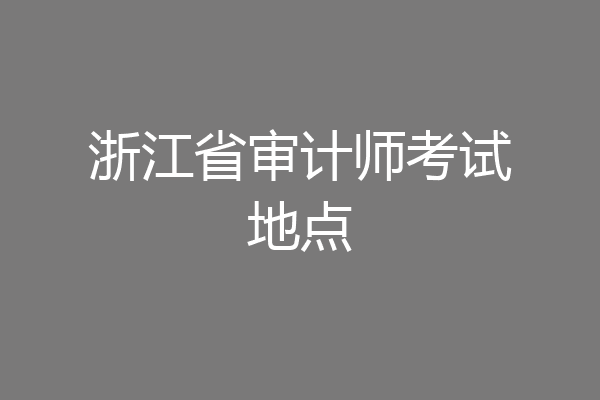 浙江省审计师考试地点