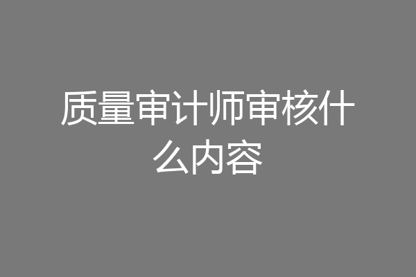 质量审计师审核什么内容