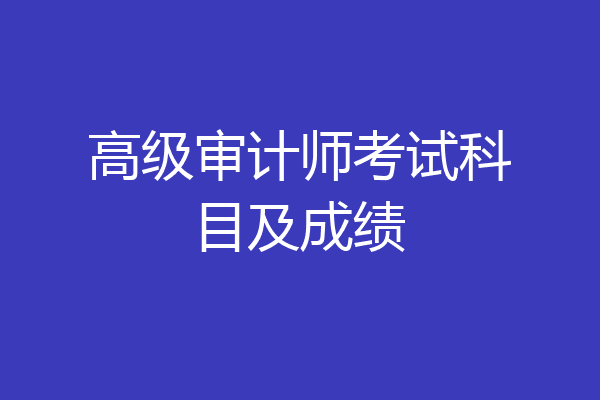 高级审计师考试科目及成绩