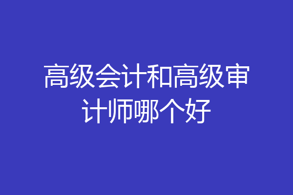 高级会计和高级审计师哪个好