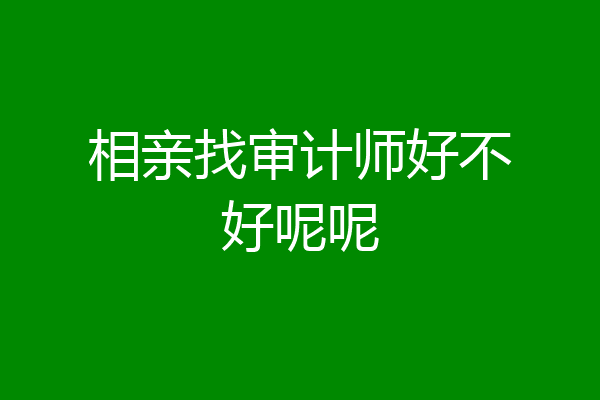 相亲找审计师好不好呢呢